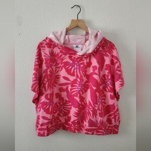 Juicy by Juicy Couture Pink Tropical Print French Terry Hoodie Top Sz. 2X NEW